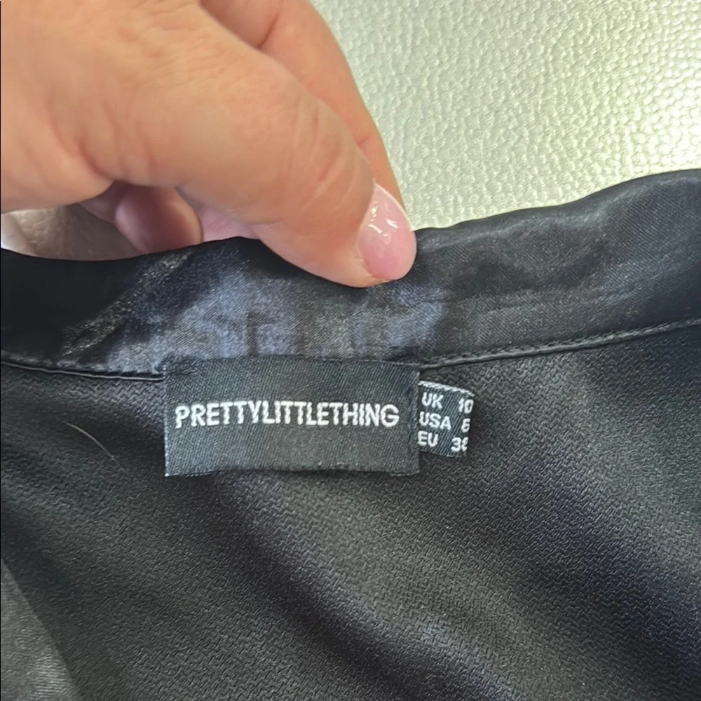 PrettyLittleThing Black Sleeveless Mini Dress with Buckles.  Sz 6 - Picture 12 of 14